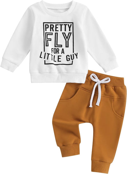 Baby Boy Clothes Fall 6 12 18 24 Months Football Long Sleeve Pullover Tops & Pant Sets Toddler