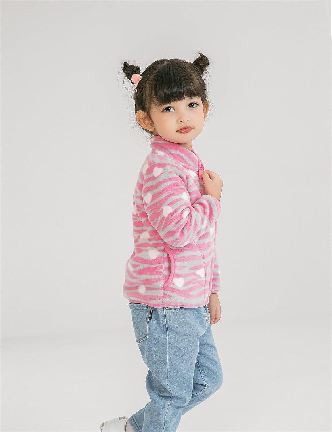 Kids Printed Polar Fleece Jacket Toddler Baby Boys Girls Autumn Winter Warm Sherpa Lining Outerwear
