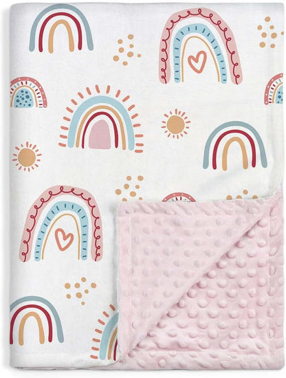 SANDJEST Rainbow Kid Blanket for Girls - 30 x 40 Kids Minky Blanket - Gifts for Kids on Birthday