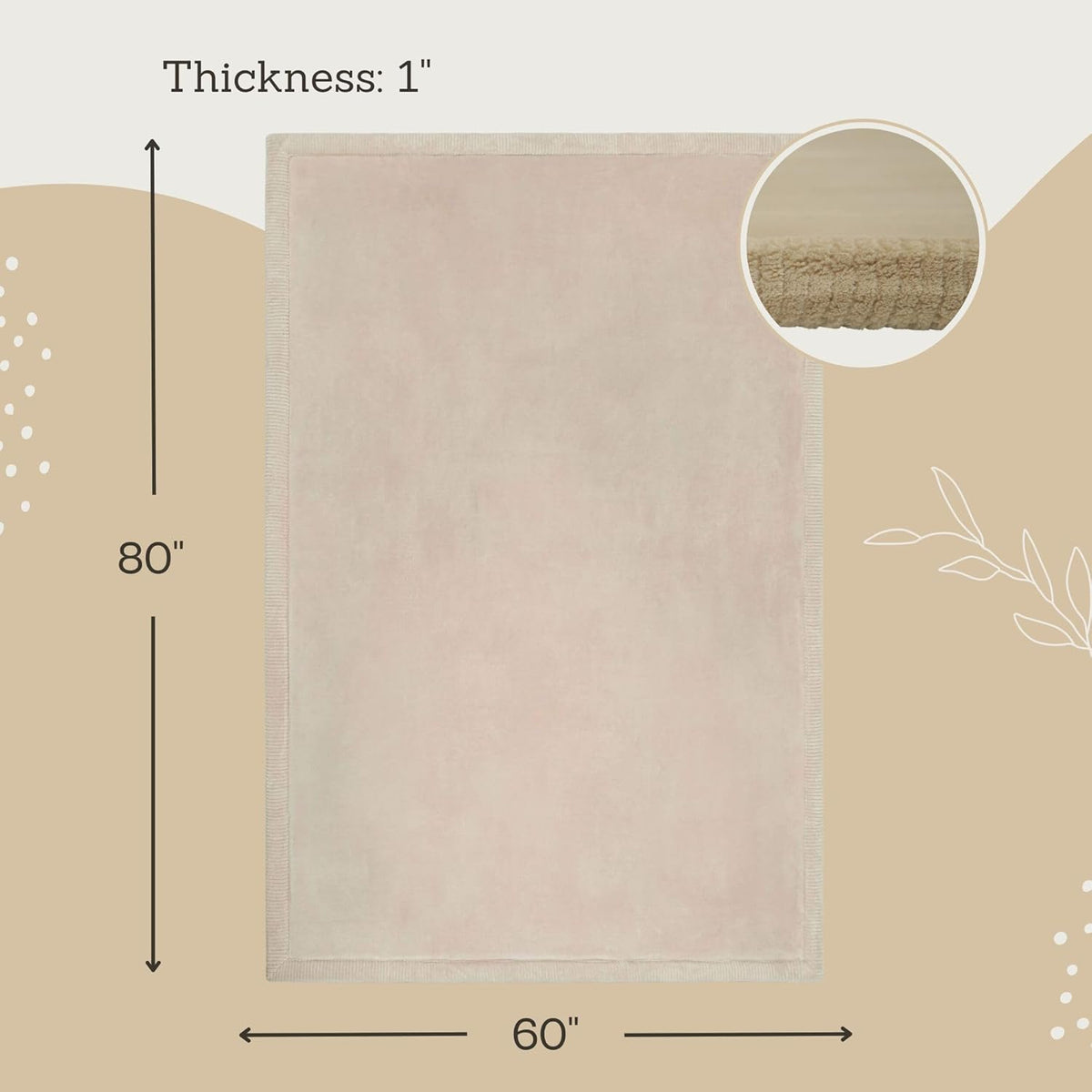 Premium Baby Play Mat 60”x 80” Beige – Cloud-Soft Coral Velvet Memory Foam Rug for Crawling & Play