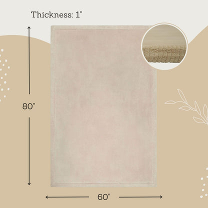Premium Baby Play Mat 60”x 80” Beige – Cloud-Soft Coral Velvet Memory Foam Rug for Crawling & Play