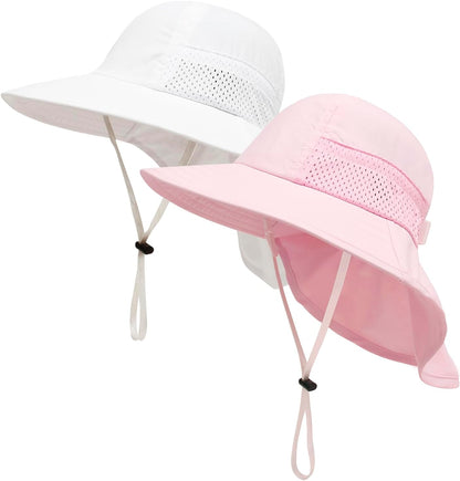 XIAOHAWANG Girls Sun Hat Baby Beach Hats Boys UPF 50+ Kids Summer Protection Cap Toddler Breathable