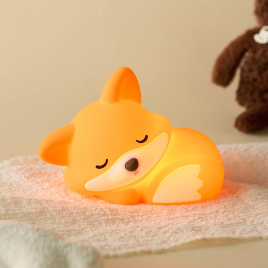 ATSUI Fox Night Light, LED Squishy Novelty Animal Lamp, Food Grade Silicone, 2 Level Dimmable
