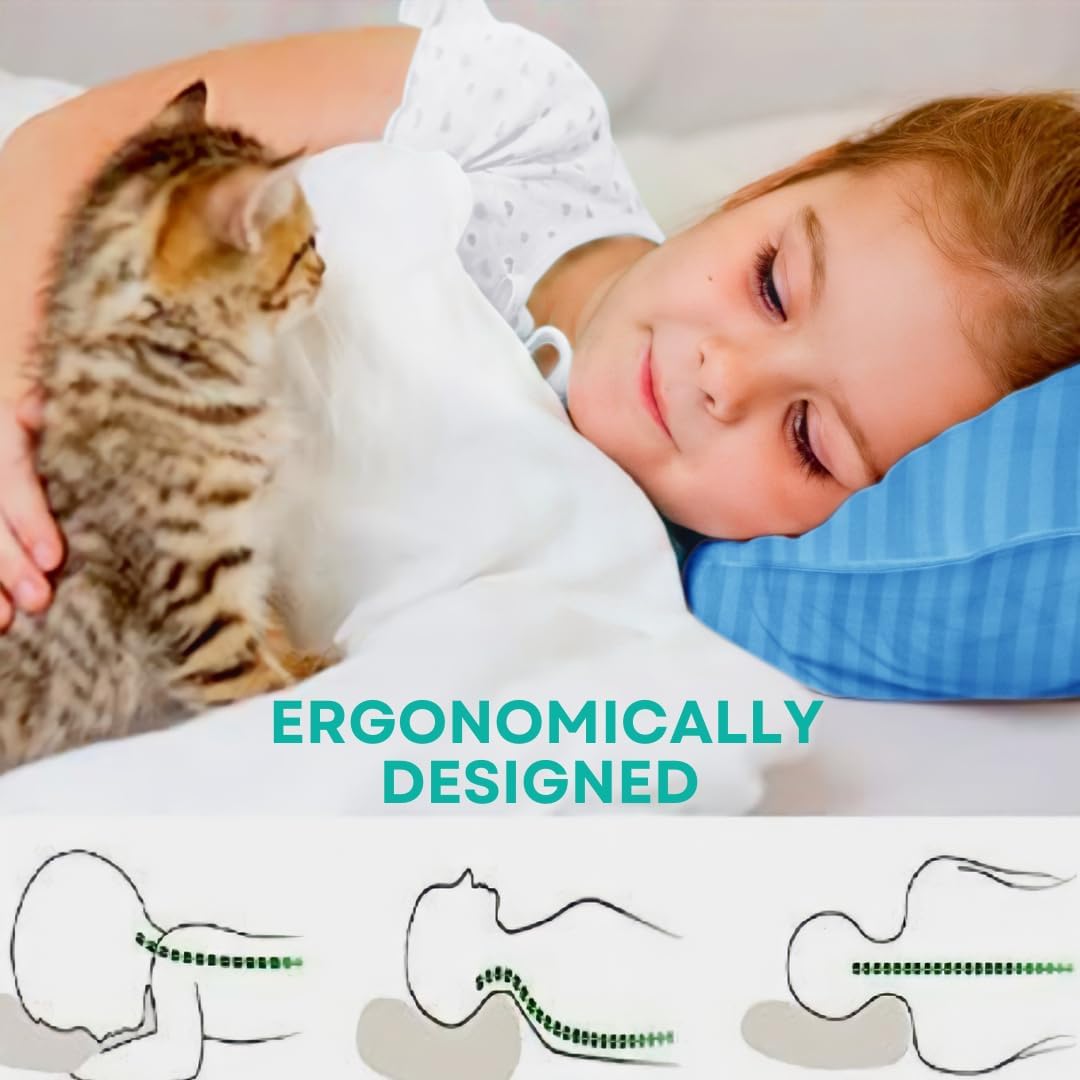 kinder Fluff Children Pillows (2X) - The Only Twin Pillows for Kids 300T Cotton Shell & Down