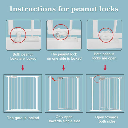 WAOWAO Triple Lock 49.21-66.54" Baby Gate Extra Wide Pressure Mounted Walk Through Swing Auto Close