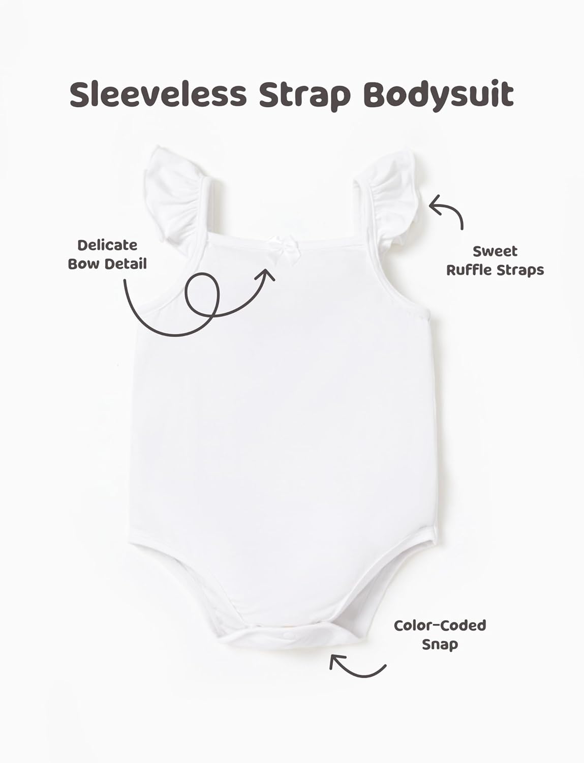 PATPAT Baby Girl Bodysuits - Soft Bamboo Viscose - Flutter Sleeves Cute Dress - Newborn Infant