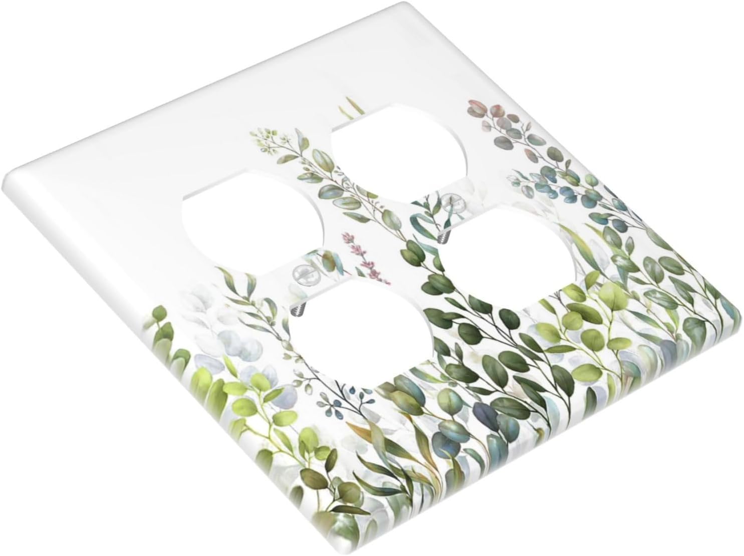 Green Eucalyptus Leaf Plant Herbs Springnature Outlet Covers 2 Gang Double Duplex Decorative Light