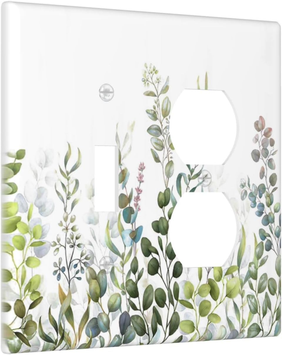 Green Eucalyptus Leaf Plant Herbs Springnature Wallplates 1 Toggle 1 Duplex Switch Plate Electrical
