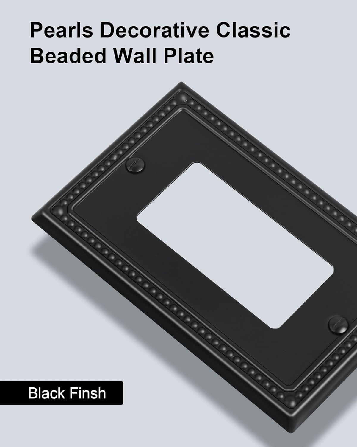 2-Pack Decorator Outlet Cover Plate, Pearls Decorative Switch Plates and Outlet Covers, Black Metal