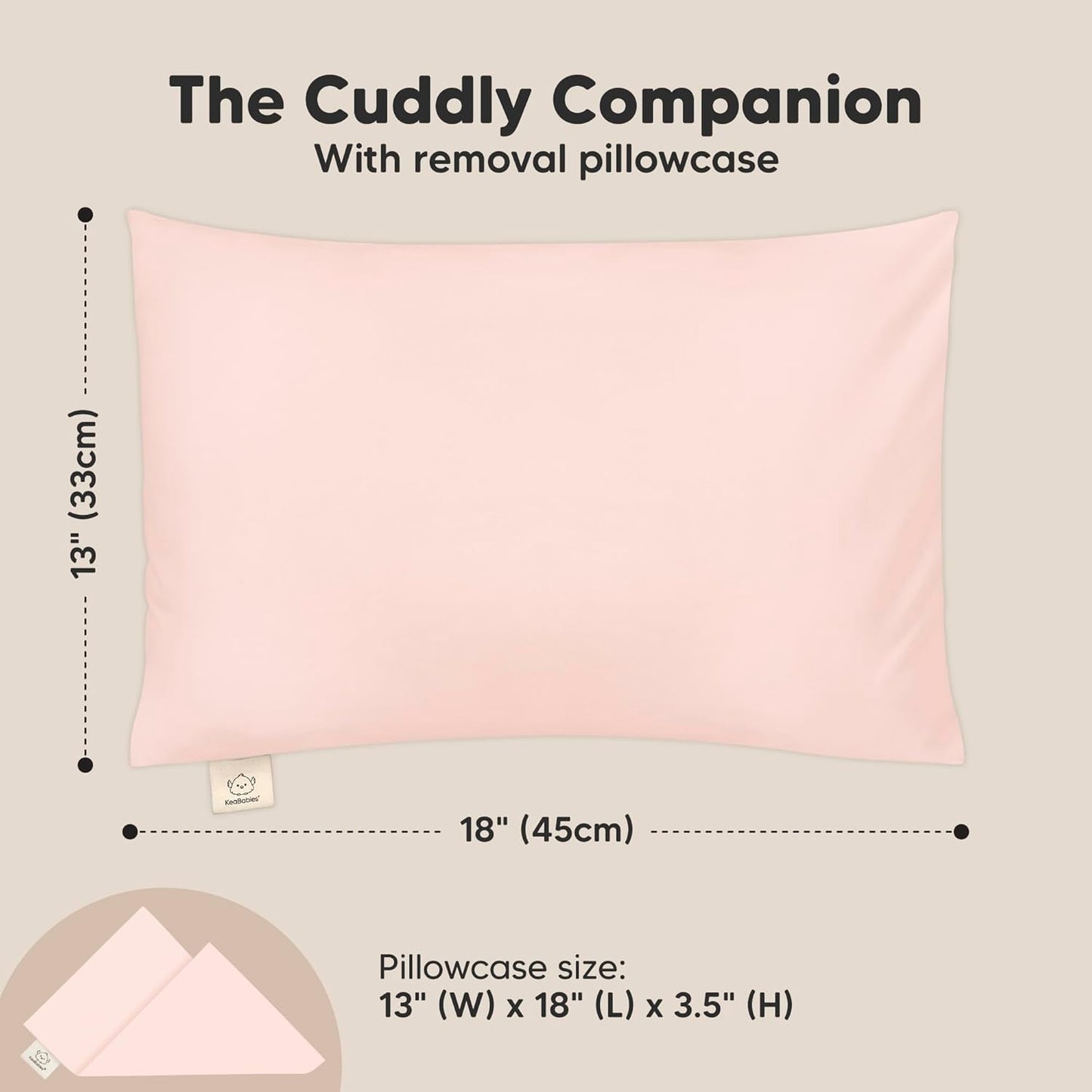 Toddler Pillow with Pillowcase - 13x18 My Little Cuddly Pillow, Viscose Derived From Bamboo Nursery