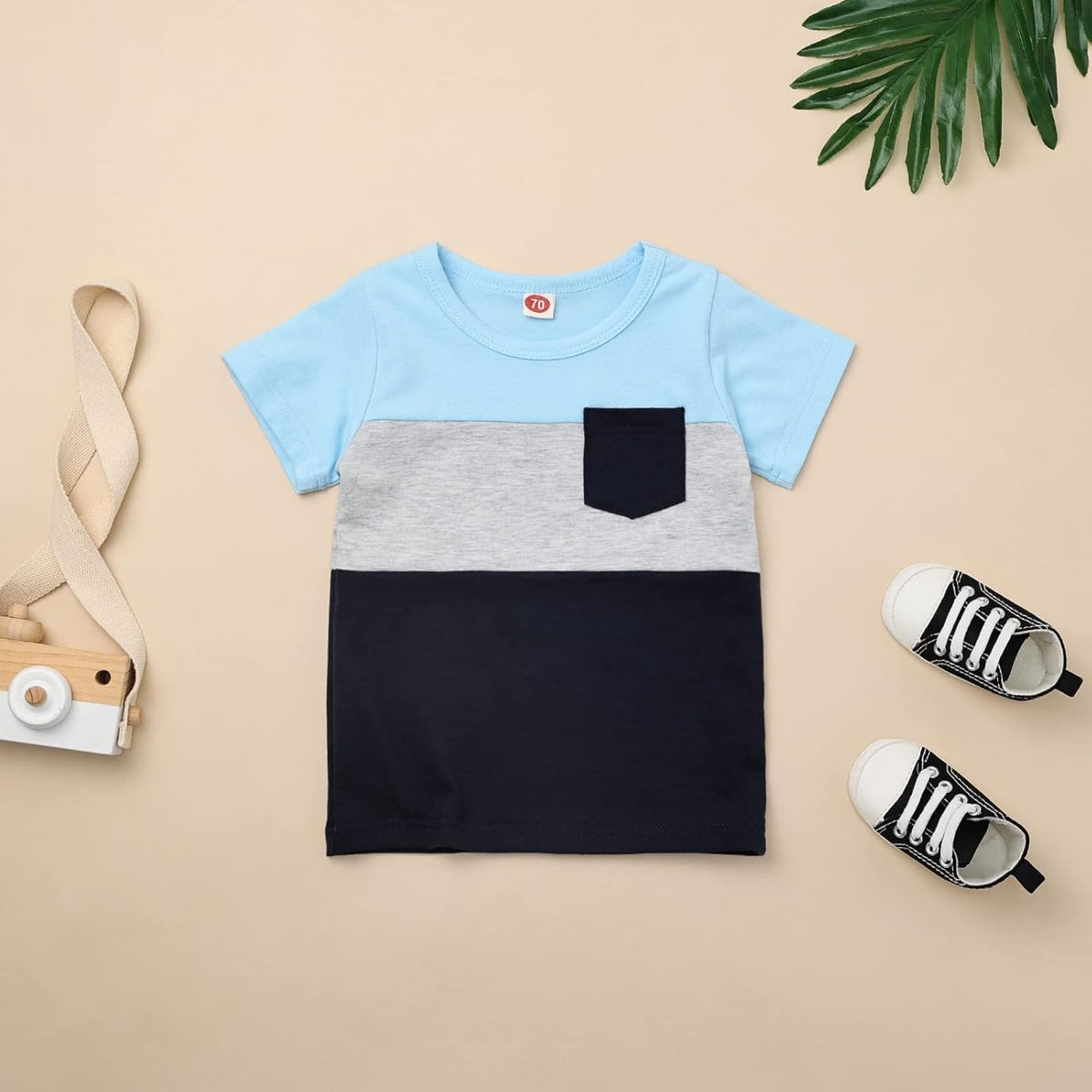 Baby Boy Clothes Toddler Boy Summer Outfits Short Sleeve Patchwork Top T-shirt & Pocket Pant Set 2