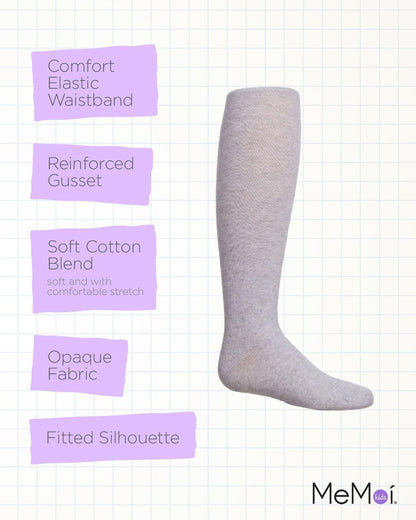 MeMoi Soft Pima Cotton Tights for Girls, Soft and Lightweight Opaque Tights for girls - Sizes 8 to