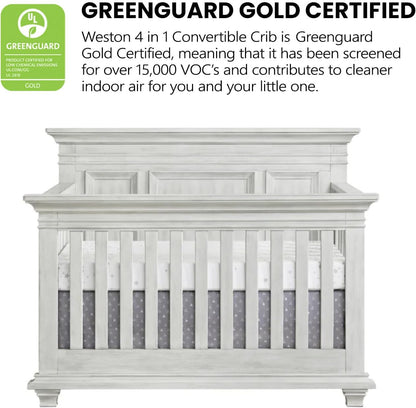 Oxford Baby Weston 4-in-1 Convertible Crib, Vintage White, GreenGuard Gold Certified