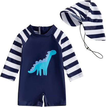 Hnyenmcko Baby/Toddler Boy Rash Guard Swimsuit Long Sleeve One Piece Zipper Swimwear Sunsuit Infant