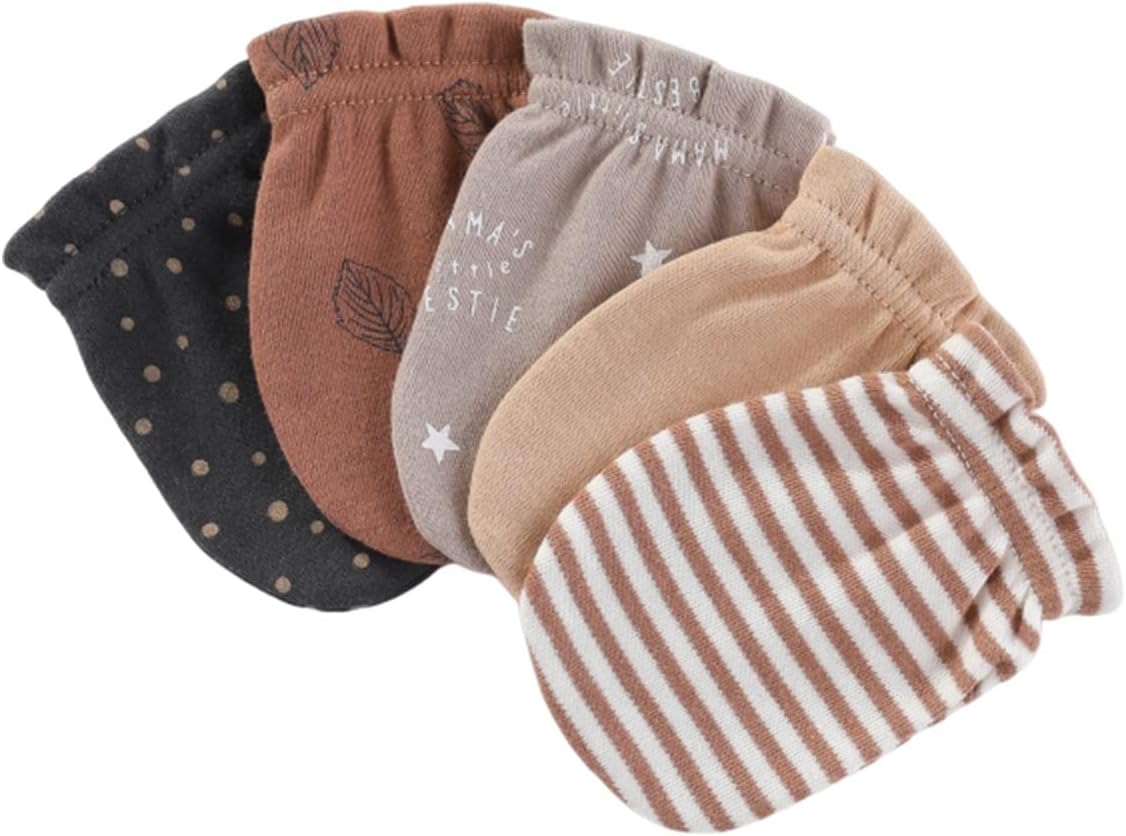 5 Pack Unisex New Born Boy Girls No Scratch Mittens Cotton Soft Baby Gloves Accessory 0-3 Months