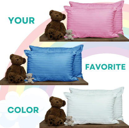 kinder Fluff Toddler Pillows for Bed (2X) - The Only Kids Pillow 300T Cotton Shell & Down