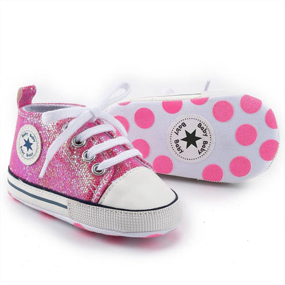 Unisex Baby Girls Boys Canvas High-top Shoes, Newborn Infant Anti-Slip Soft Sole Frist Walking