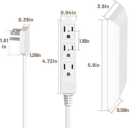 5FT Flat Extension Cord Ultra Thin Outlet Concealer with Cord Concealer Kit,Flat Outlet Extender