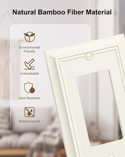 2-Pack Decorator Wall Plate Cover, Light Almond Decorative Switch Plates and Outlet Covers, Durable