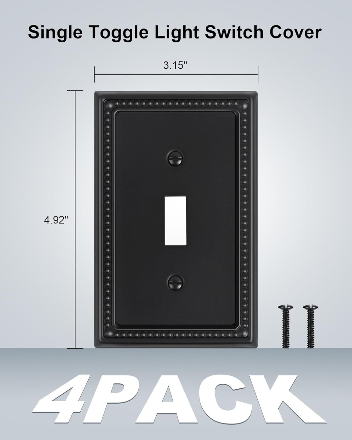 4-Pack Single Toggle Light Switch Cover Plate, Pearls Decorative Switch Plate Covers, Black 1 Gang