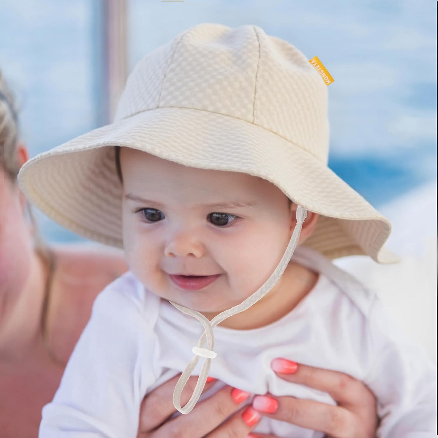 HONGTEYA Baby Sun Hat Toddler Girl Beach Hat Adjustable Outdoor Summer Hat UPF 50+ Sun Protection