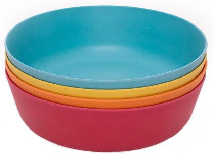 WeeSprout Bamboo Kids Bowls, Set of Four 15 oz Kid-Sized Dinnerware, Cereal, Leftovers & Snack