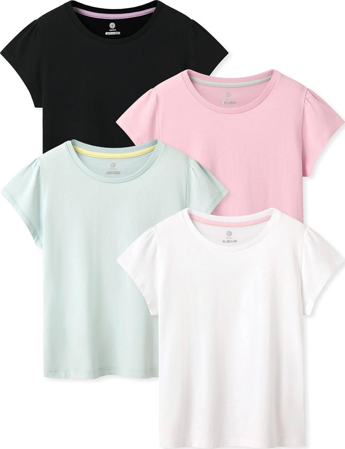 LAPASA Kids T-Shirts Short Sleeve (4 Pack) 100% Cotton Plain Top Tees Boy & Girl Unisex Toddler