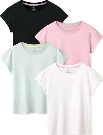 LAPASA Kids T-Shirts Short Sleeve (4 Pack) 100% Cotton Plain Top Tees Boy & Girl Unisex Toddler