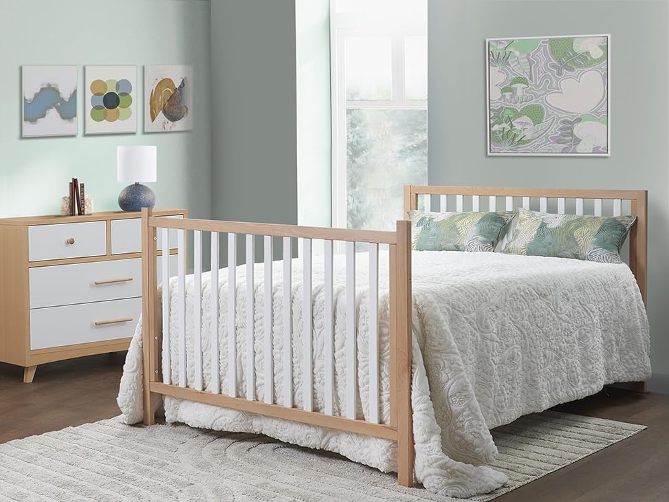 Sorelle Essex Euro 4-in-1 Convertible Crib & Changer – Nursery Furniture Set, Wooden Baby Crib with