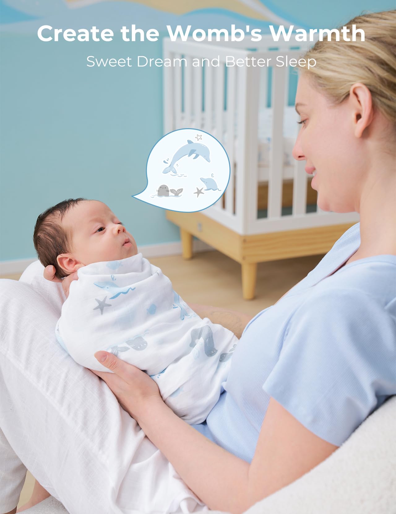 Momcozy Muslin Swaddle Blankets, 4-Pack, Large 47"x47", Breathable