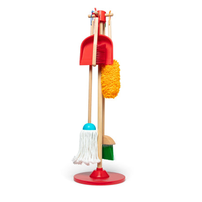 Melissa & Doug Dust Sweep Mop, 6-Pc. Toddler Cleaning Set with Kids Broom & Accessories, Preschool