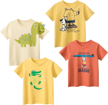 Boys' 4-Pack Excavator Short Sleeve Crewneck T-Shirts Top Tee Size 2-7 Years Toddler Boys' Value