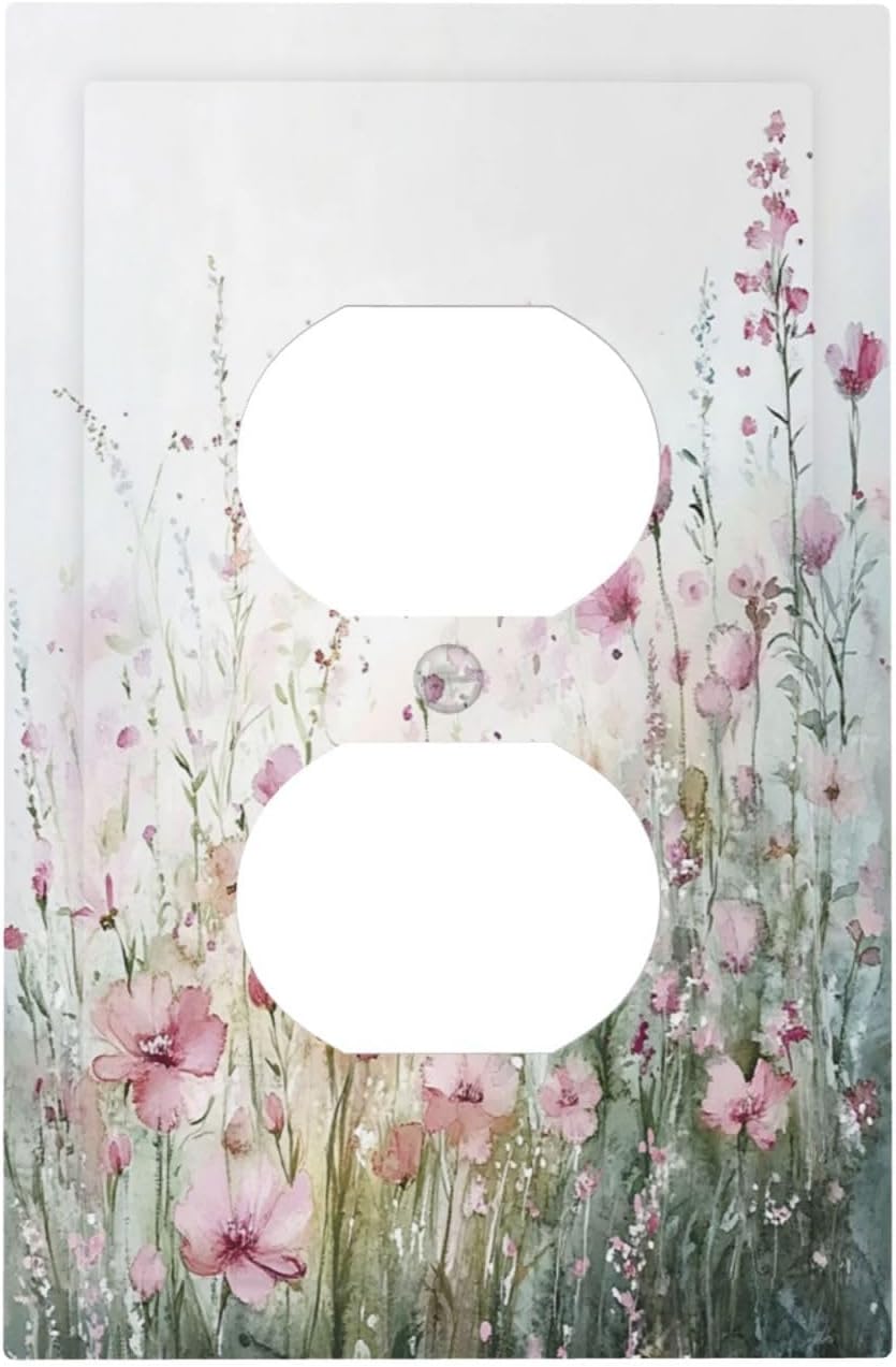 Outlet Covers Wildflower Botanical Watercolor Floral 1 Gang Duplex Light Switch Cover Decorative