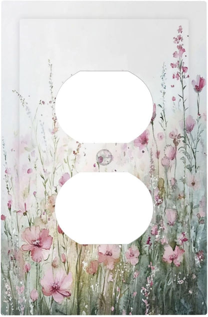 Outlet Covers Wildflower Botanical Watercolor Floral 1 Gang Duplex Light Switch Cover Decorative