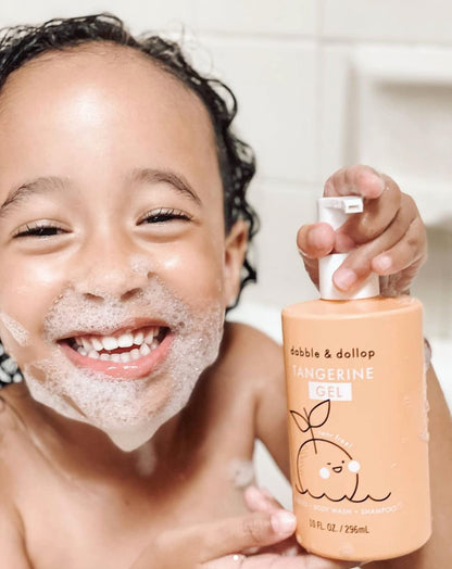 Dabble & Dollop Tangerine + Vanilla Body Wash & Shampoo – 3-in-1 Natural Bubble Bath for Kids, Made