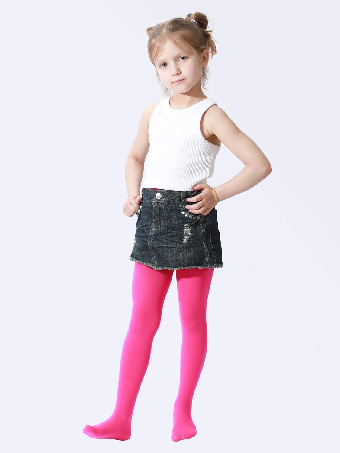 EVERSWE Girls Semi Opaque Footed Tights, Microfiber Tights