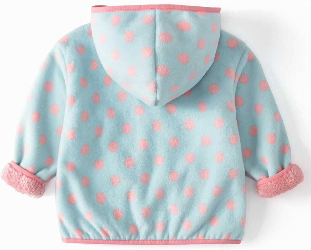 Toddler Printed Polar Fleece hooded Jacket Baby Boys Girls Kids Winter Warm Spring Autumn Outerwear