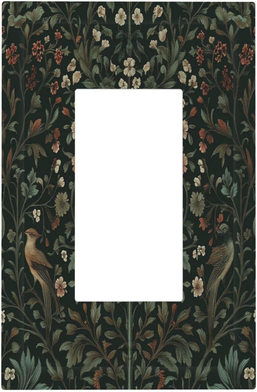 Decorative Outlet Covers Vintage Morris Colorful Flower Green Leaf 1 Gang Single Rocker Light