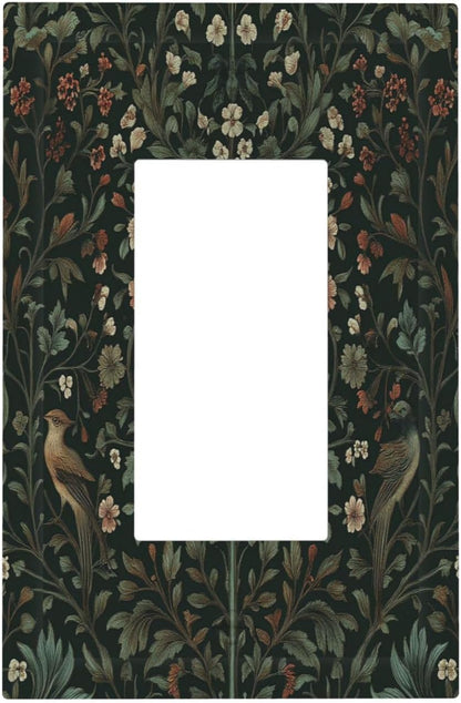 Decorative Outlet Covers Vintage Morris Colorful Flower Green Leaf 1 Gang Single Rocker Light