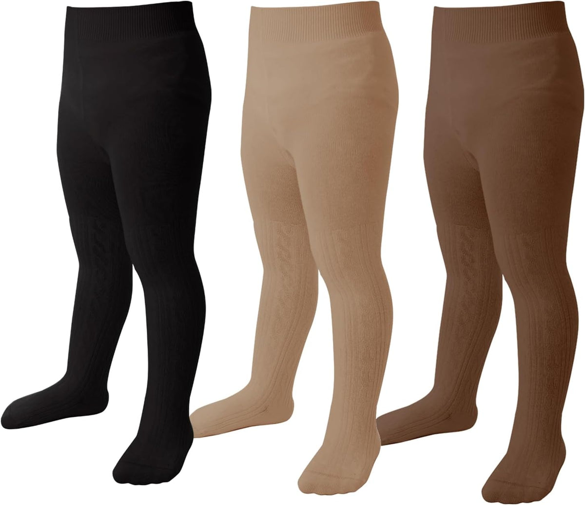 Marchare Baby Girls Tights Thick Solid Cable Knit Leggings Winter Warm Stockings For Toddler Girls