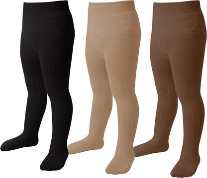 Marchare Baby Girls Tights Thick Solid Cable Knit Leggings Winter Warm Stockings For Toddler Girls