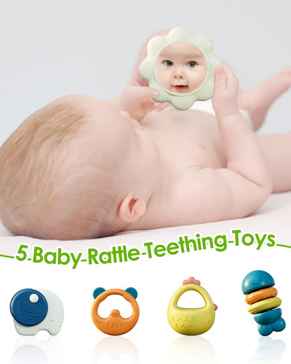 Dearlomum Baby Play Mat & Gym, Funny Piano Tummy Time Activity Mat with 5 Sensory Toys, Music &