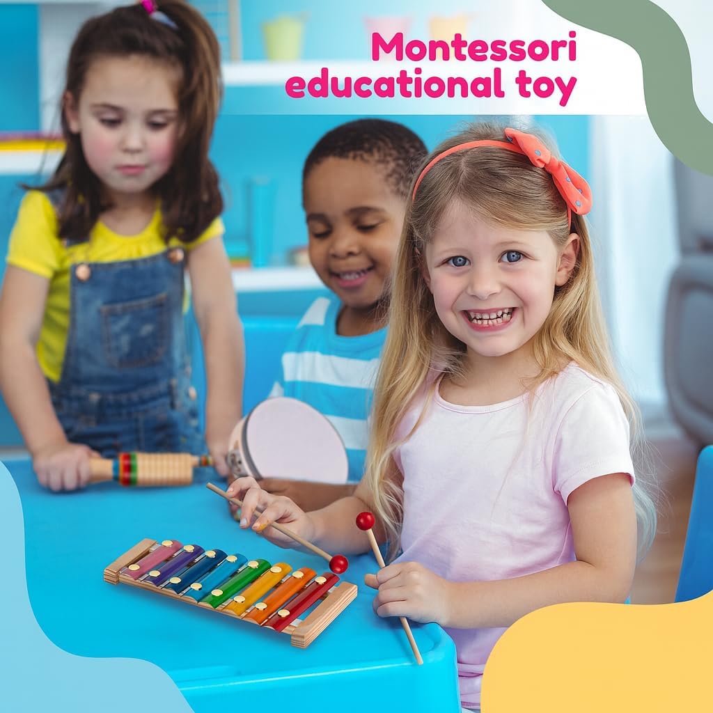 Stoie's Kids Musical Instruments Set for Toddler Ages 3-5 - Baby Wooden Percussion Musical Toys