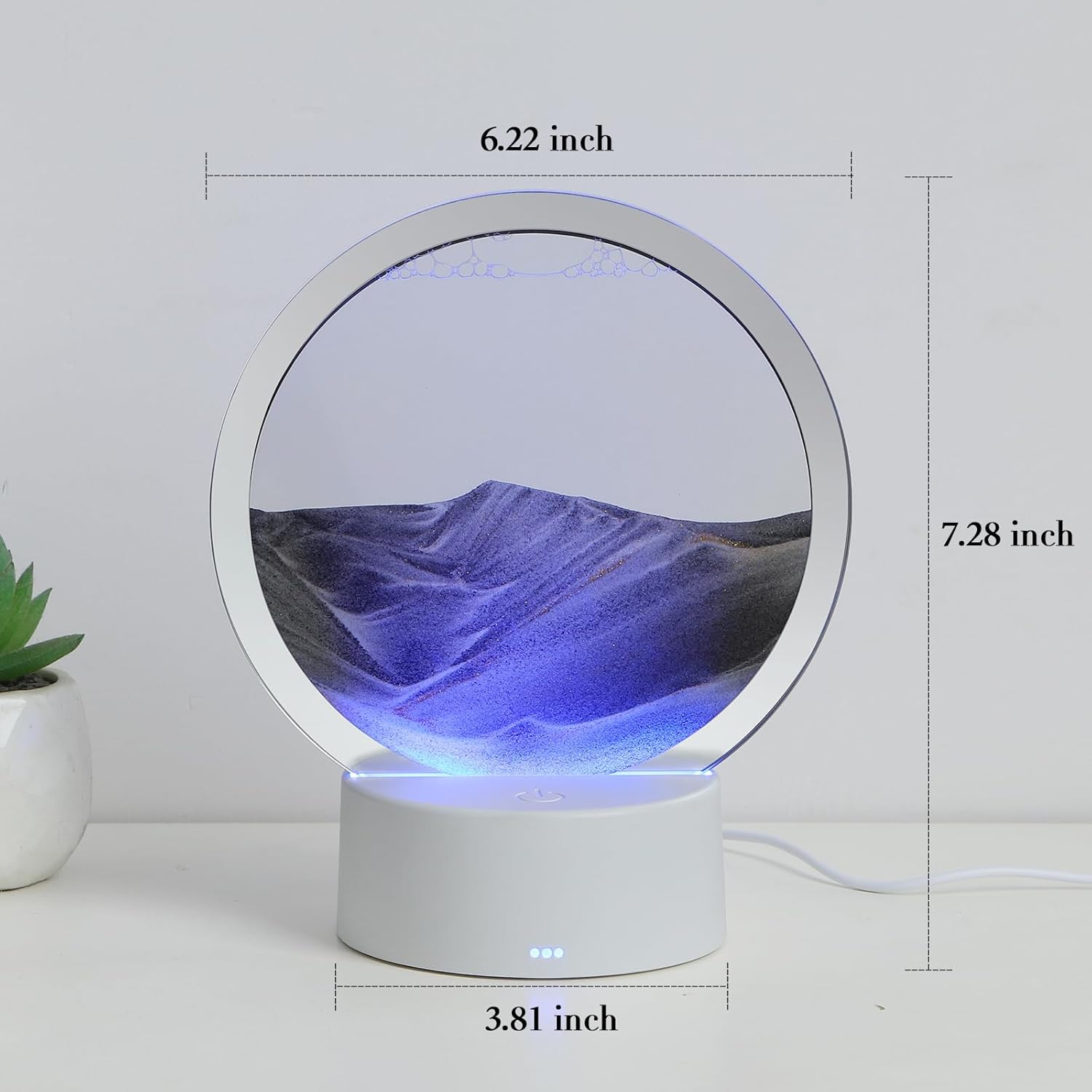 KPNUWN Moving Sand Art Liquid Motion, 3D Deep Sea Sandscape Color Quicksand Decor, Round Glass