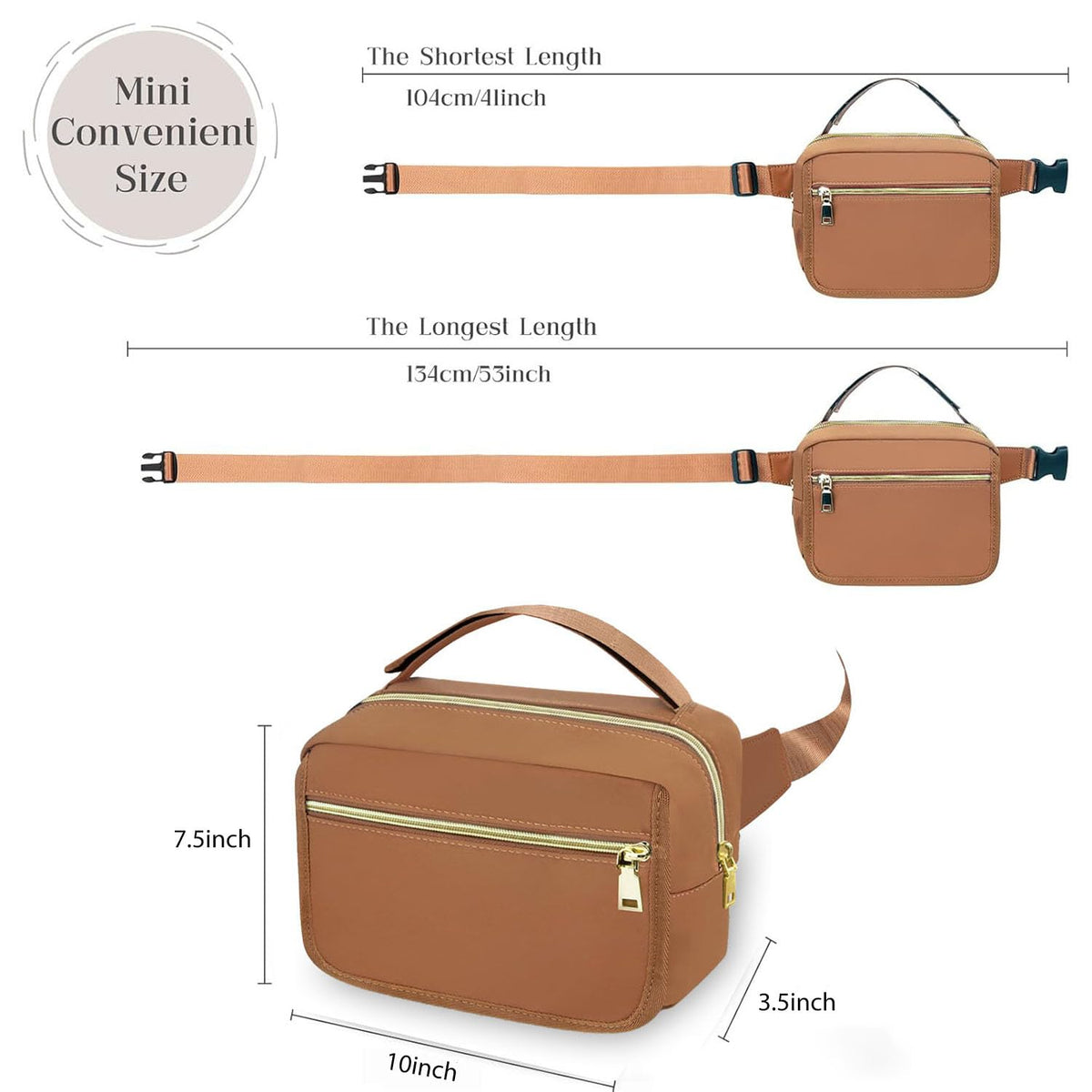 printe Small Diaper Bag with Portable Changing Pad, Crossbody Diaper Pack with Wipes Pocket, Women