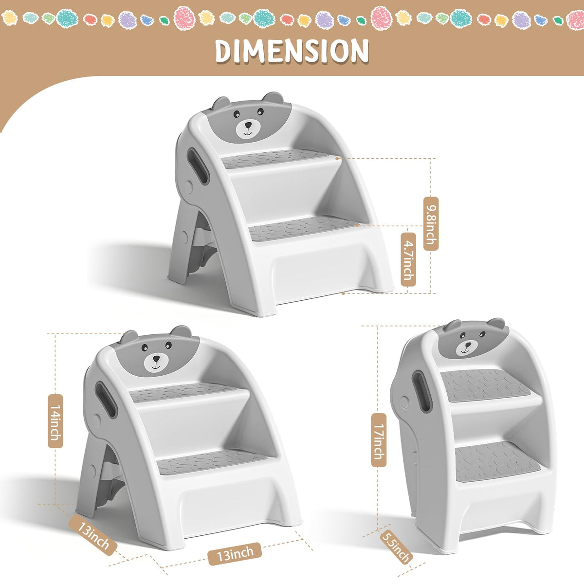 TPN Toddler Step Stool for Bathroom Sink and Potty Training Durable Anti-Slip,Anti-Tip