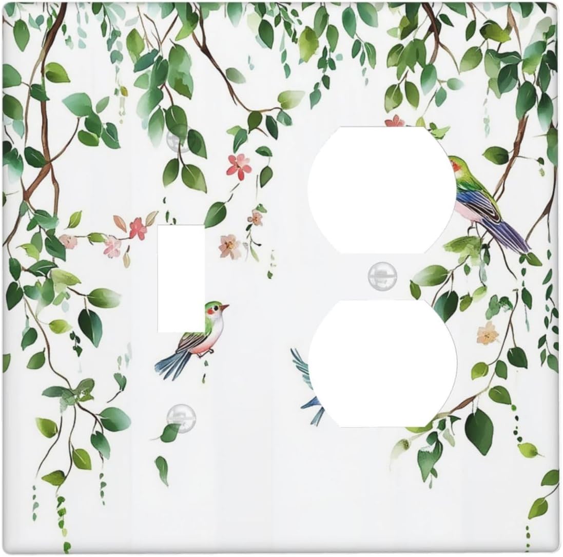 Wallplates Green Leaves Bird Eucalyptus Sage Plant 1 Toggle 1 Duplex Switch Plate Electrical Gfci