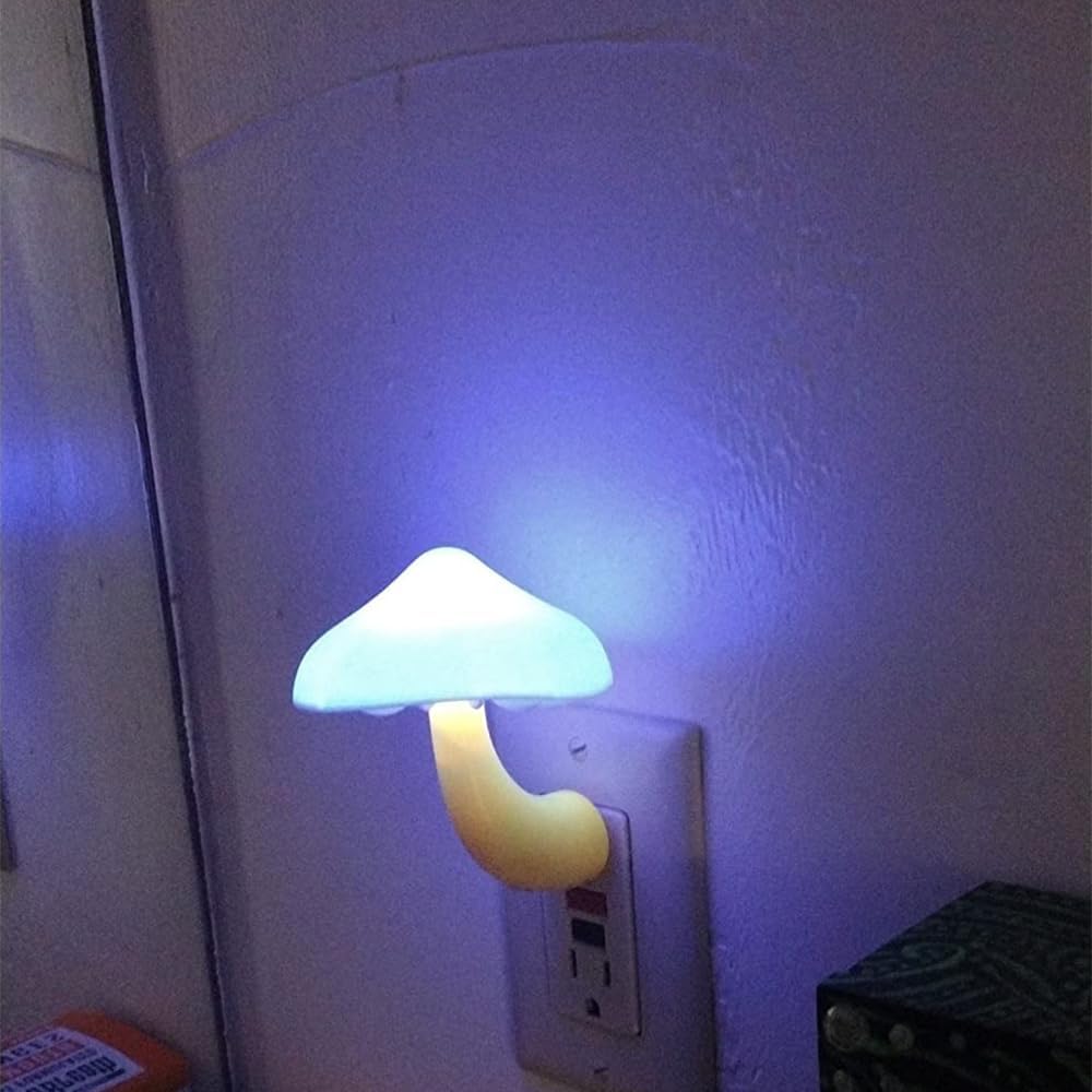 AUSAYE 5Pack LED Sensor Night Light Plug in Lamp Blue Cute Mushroom Night Lights for Adults Kids