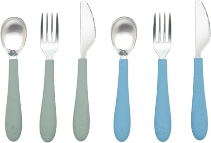 Kids Stainless Steel Utensils Set - Premium 18/8 Grade Silverware Kit - 2 Spoons, 2 Forks, and 2