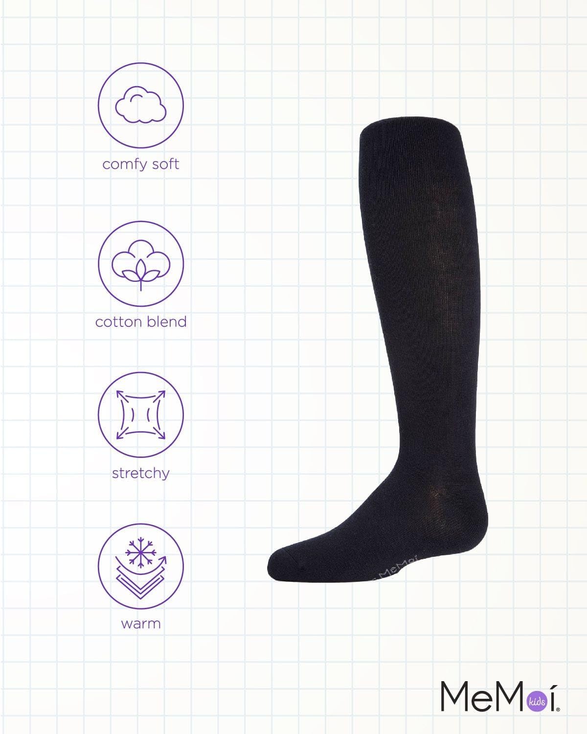 MeMoi Soft Pima Cotton Tights for Girls, Soft and Lightweight Opaque Tights for girls - Sizes 8 to